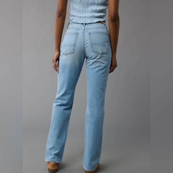 AE Stretch Super High Waisted Straight Jean - Picture 2 of 4